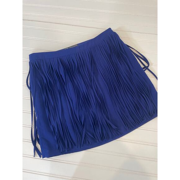 Zara Womens Blue Gingham Plaid Ruffle Top & Fringed Skirt Bundle Size S - Picture 7 of 9